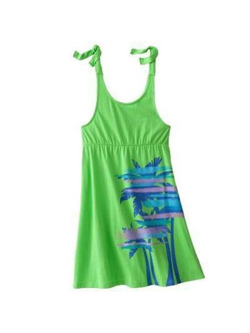 SO Swimsuit Coverup Girls 8 Green & Blue Palm Tree Beach Dress